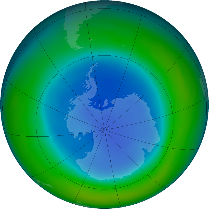 Antarctic ozone map for August 2013